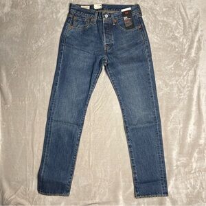 Levi's 501 Slim Taper Dark Indigo Jeans Selvedge 100% Cotton Size 28x30 NWT